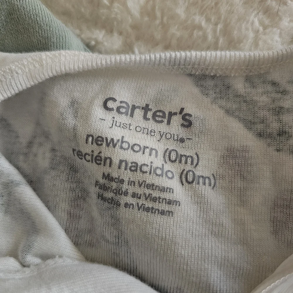Carter's Dino-Themed Baby Bodysuits in Teal and White